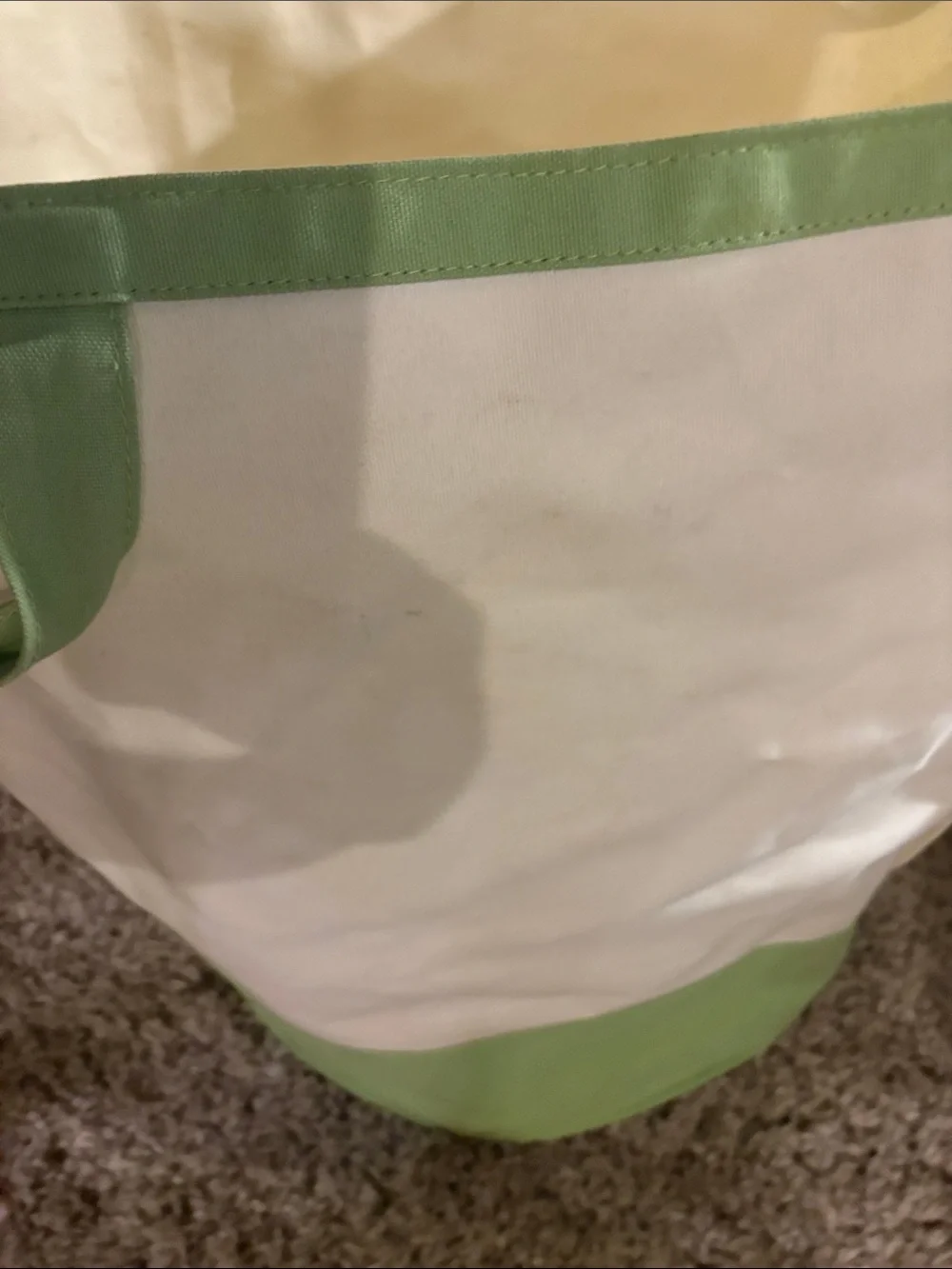 Pottery Barn Kids Green and Cream Canvas Storage Bin 23” tall x 21” wide